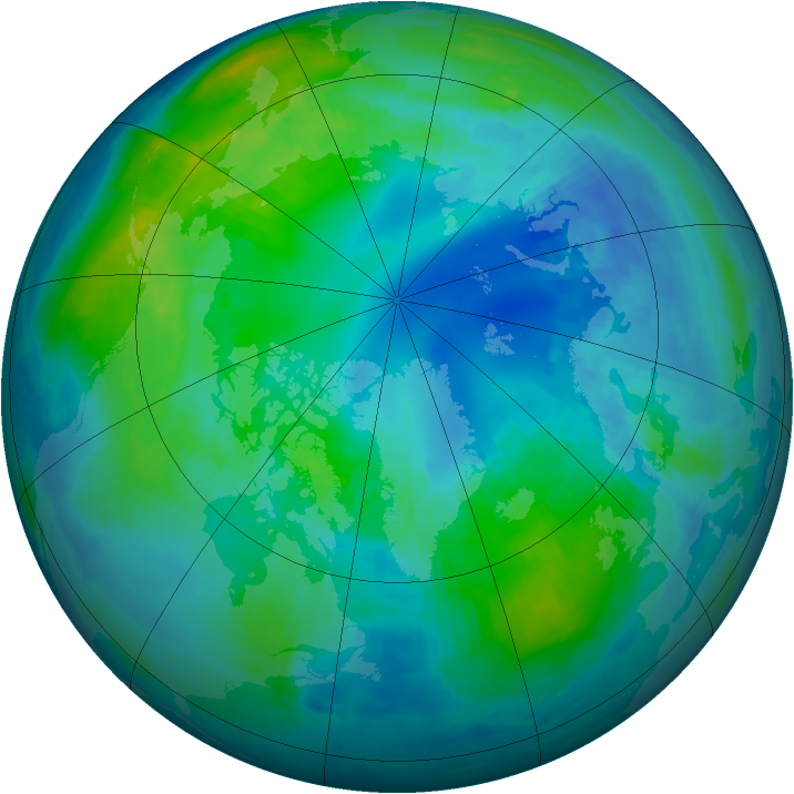 Arctic ozone map for 19 October 2000